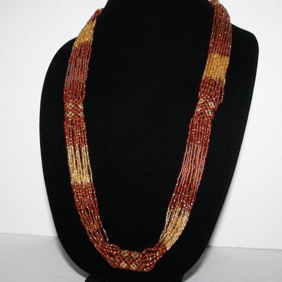 30" yellow and orange beaded necklace